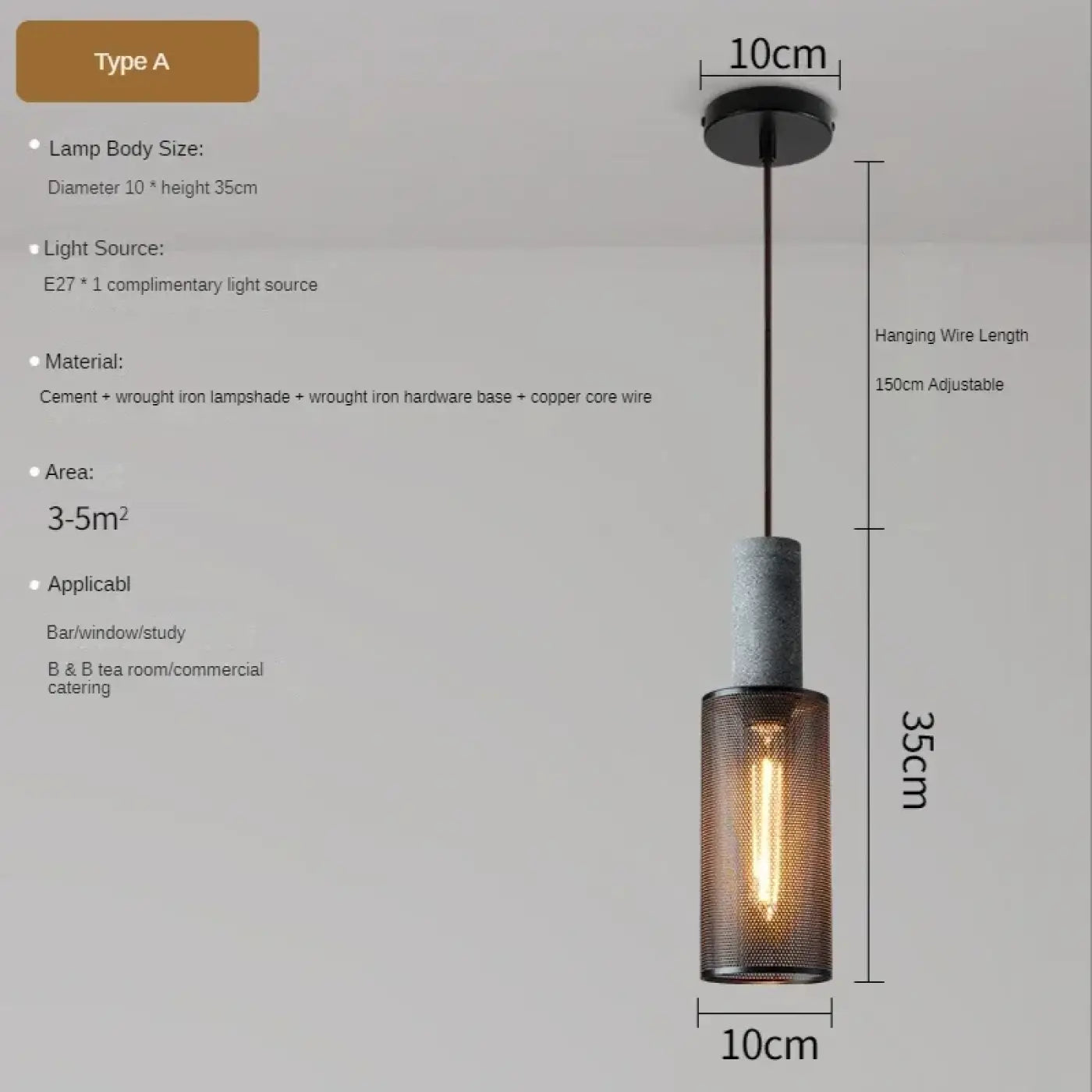 Industrial Loft Glass Pendant Light E27 Black Metal 8 Shapes