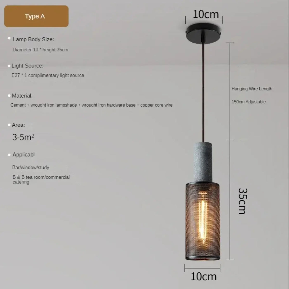 Industrial Loft Glass Pendant Light E27 Black Metal 8 Shapes