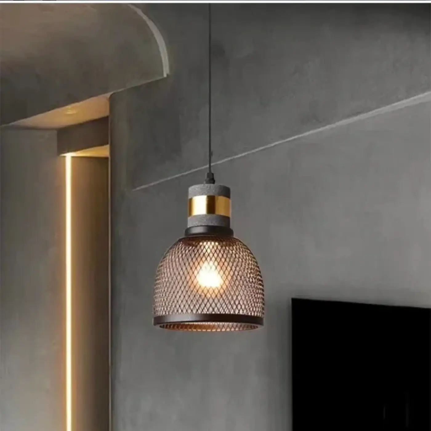 Industrial Loft Glass Pendant Light E27 Black Metal 8 Shapes
