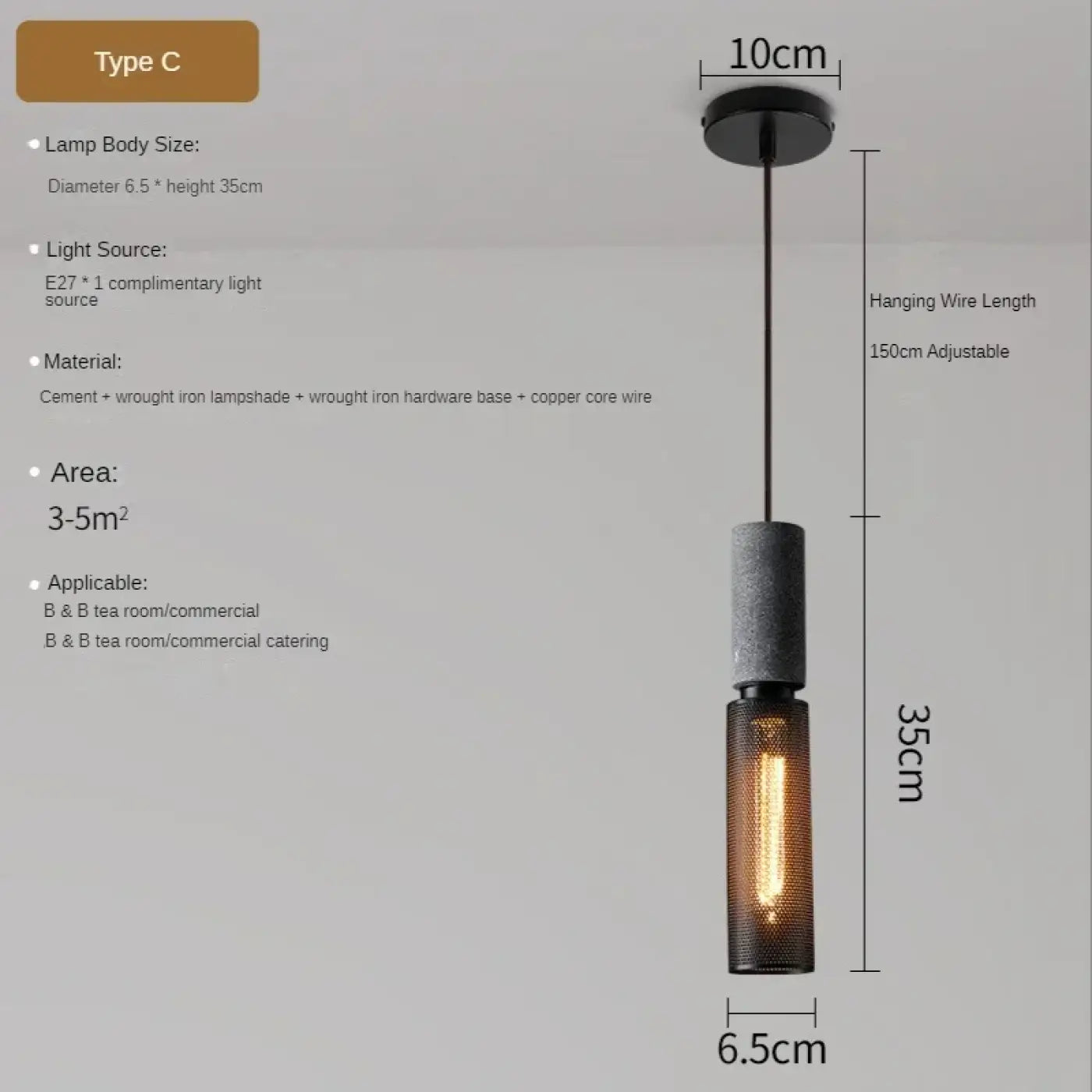 Industrial Loft Glass Pendant Light E27 Black Metal 8 Shapes