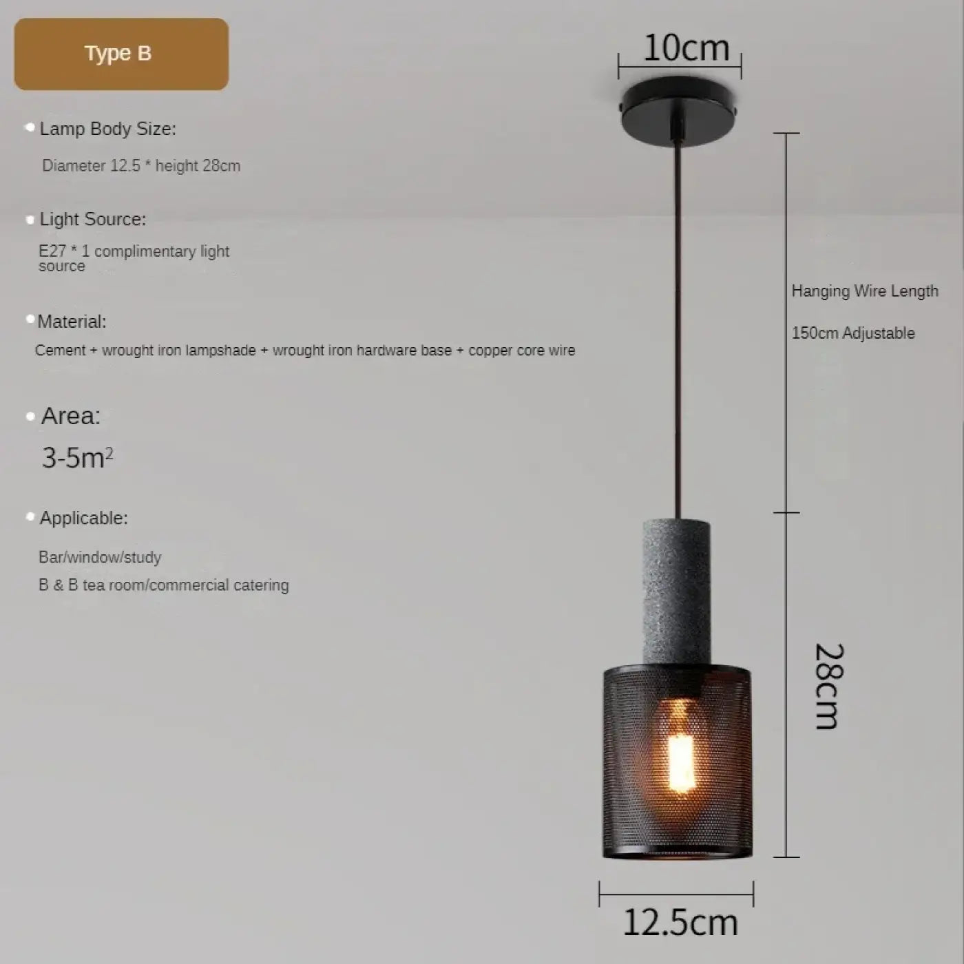 Industrial Loft Glass Pendant Light E27 Black Metal 8 Shapes