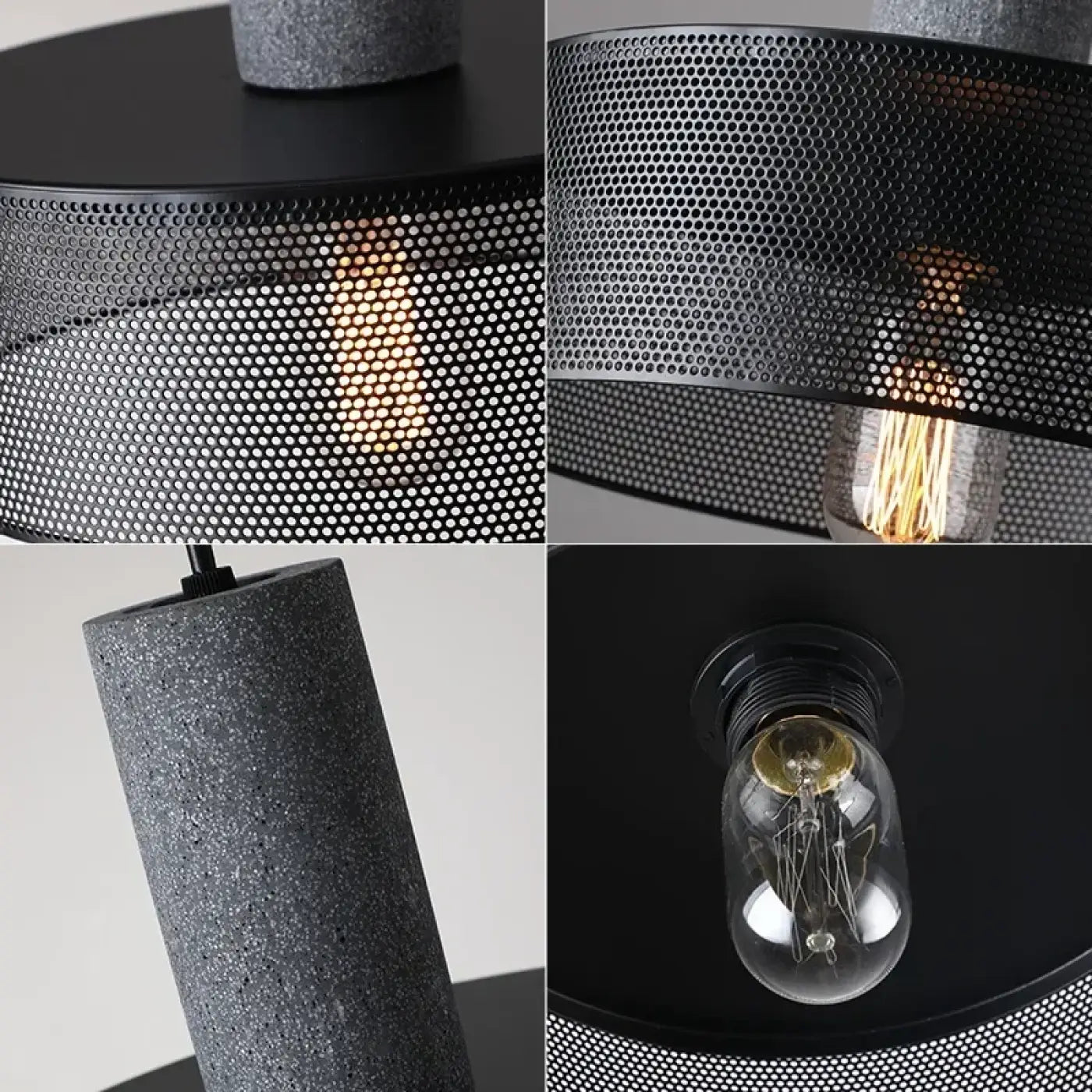 Industrial Loft Glass Pendant Light E27 Black Metal 8 Shapes