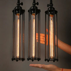 Industrial Vintage Glass Pendant Light E27 Black 40cm