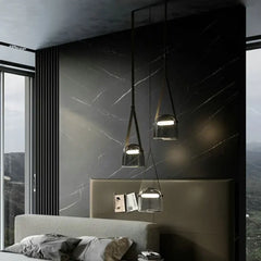 Grey Tinted Glass Pendant Light IP65 E27 Industrial Black Cable