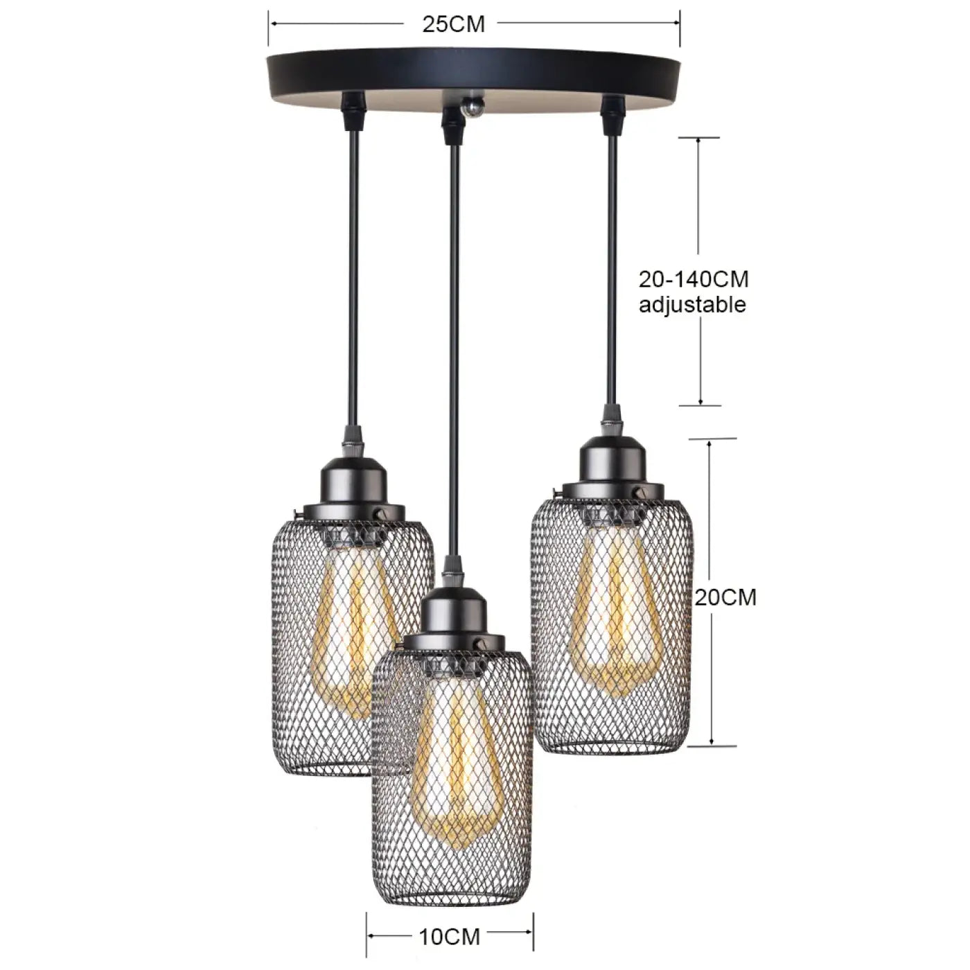 Industrial Vintage Metal Pendant Light E27 — Gold or Silver, 3 Cable Configurations