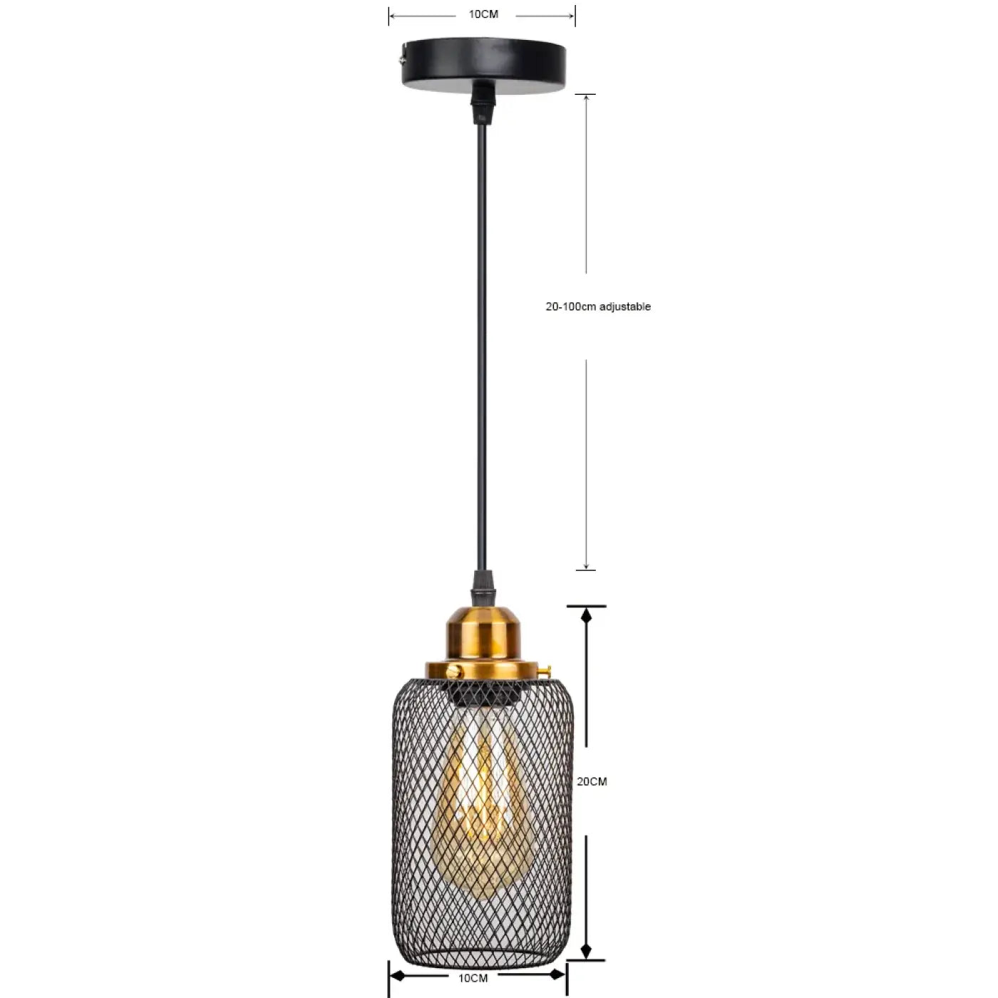 Industrial Vintage Metal Pendant Light E27 — Gold or Silver, 3 Cable Configurations
