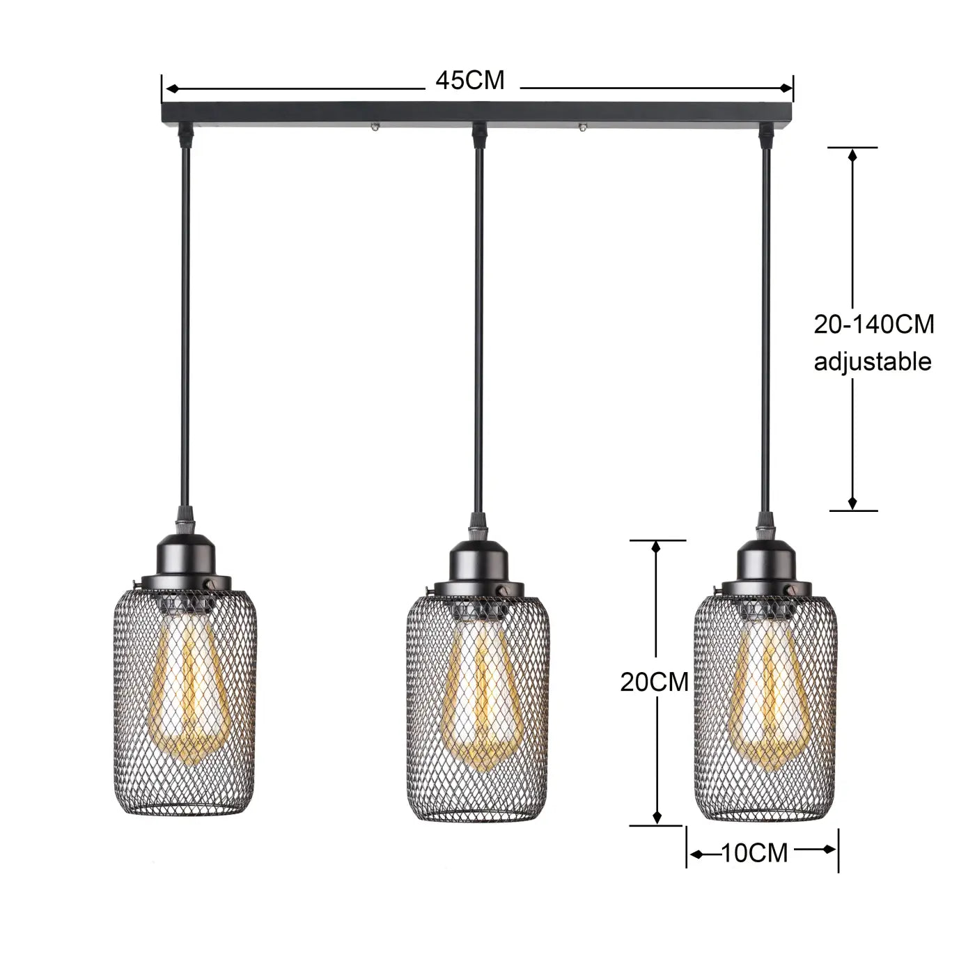 Industrial Vintage Metal Pendant Light E27 — Gold or Silver, 3 Cable Configurations