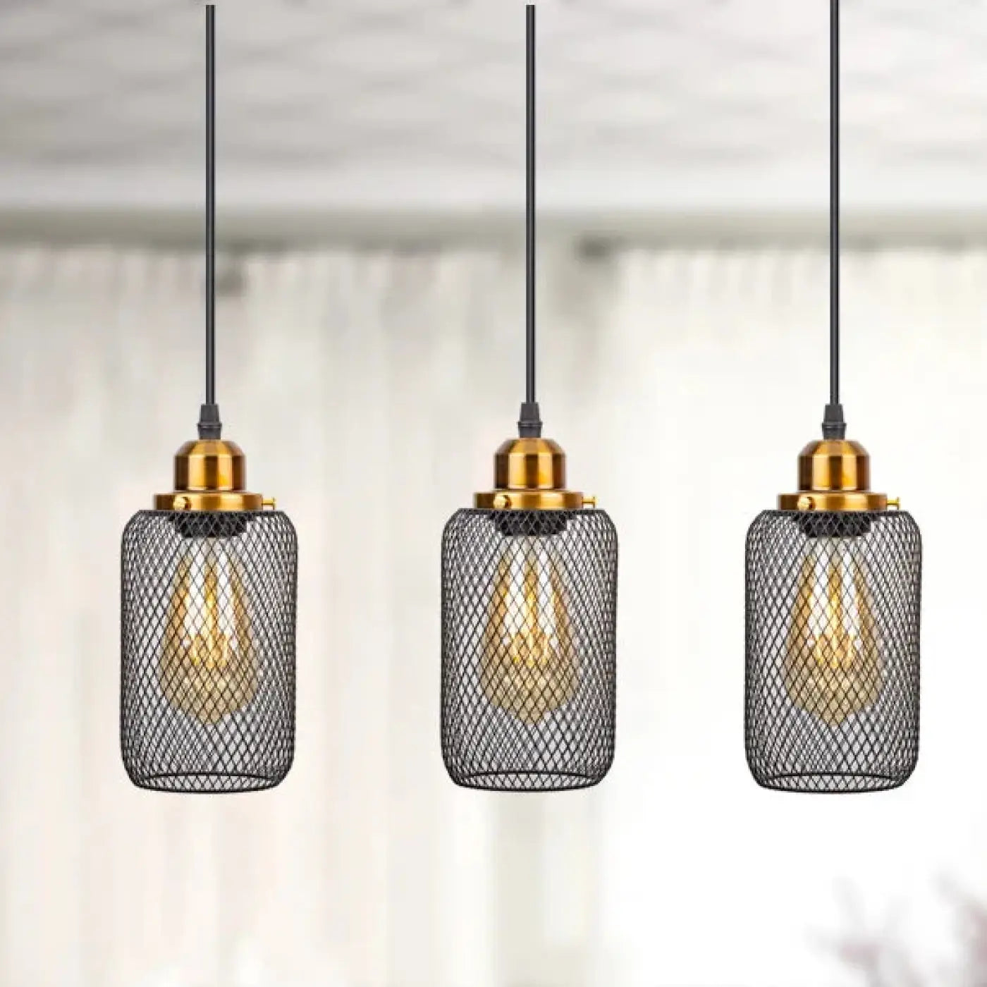 Industrial Vintage Metal Pendant Light E27 — Gold or Silver, 3 Cable Configurations