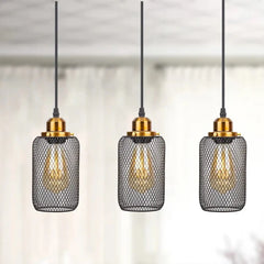 Industrial Vintage Metal Pendant Light E27 — Gold or Silver, 3 Cable Configurations