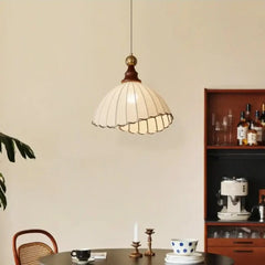 Vintage Fabric Pendant Light Metal E27 Beige Brown