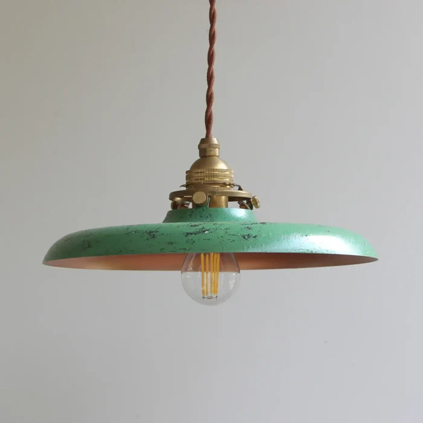Vintage Metal Pendant Light E14 LED Braided Cable Green Yellow Silver Bronze