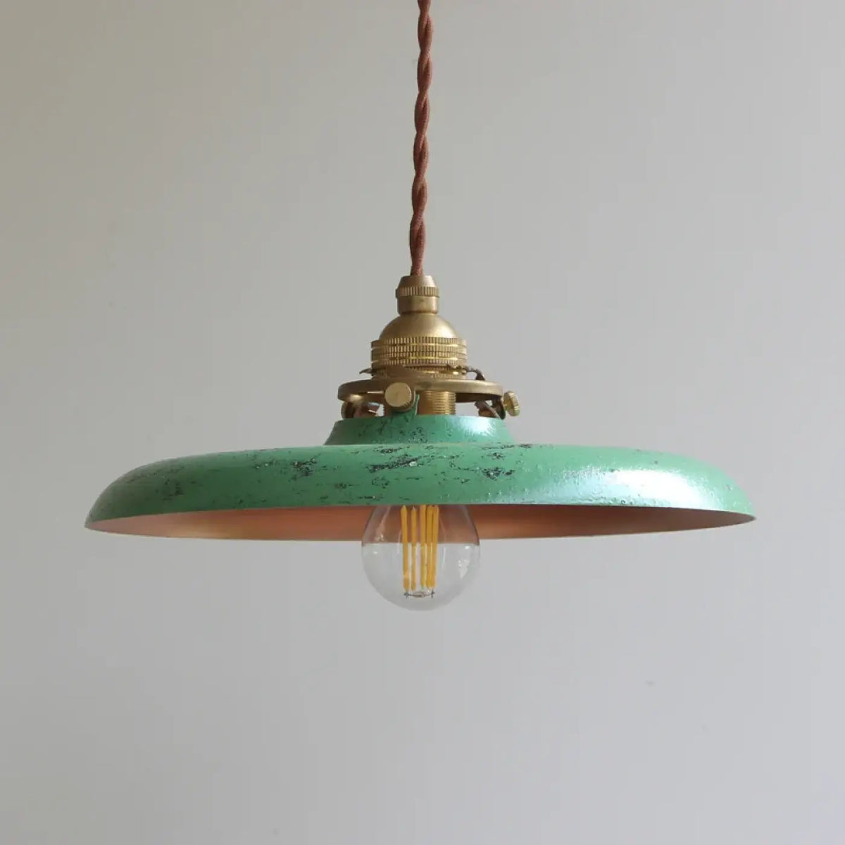 Vintage Metal Pendant Light E14 LED Braided Cable Green Yellow Silver Bronze