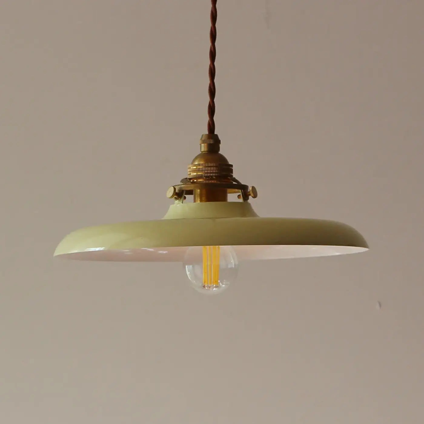 Vintage Metal Pendant Light E14 LED Braided Cable Green Yellow Silver Bronze