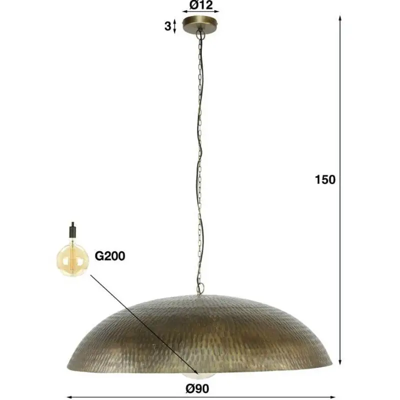 Gold Bronze Pendant Light Antique Metal Shade E27 Ø90cm