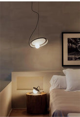 Opal Globe Metal Ring Pendant Light, 25–35 cm