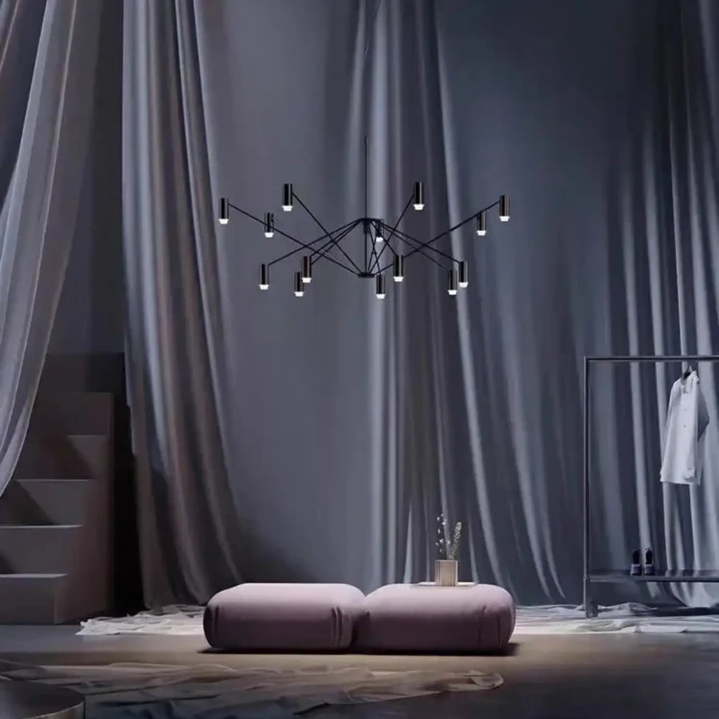 Multi-Arm Black Pendant Light Adjustable Spotlights LED