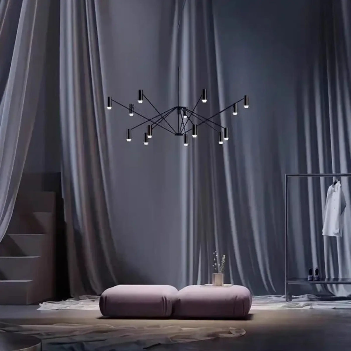 Multi-Arm Black Pendant Light Adjustable Spotlights LED