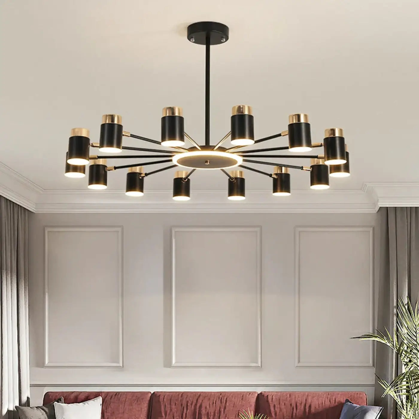 Black Industrial Sputnik Pendant Light Dimmable LED 5 Sizes