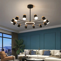 Black Industrial Sputnik Pendant Light Dimmable LED 5 Sizes