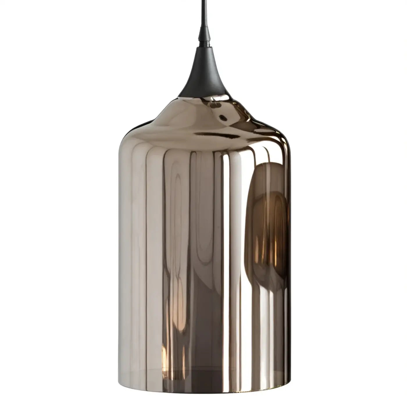 3-Light Smoked Glass Pendant Light E27 Silver — 46×53cm