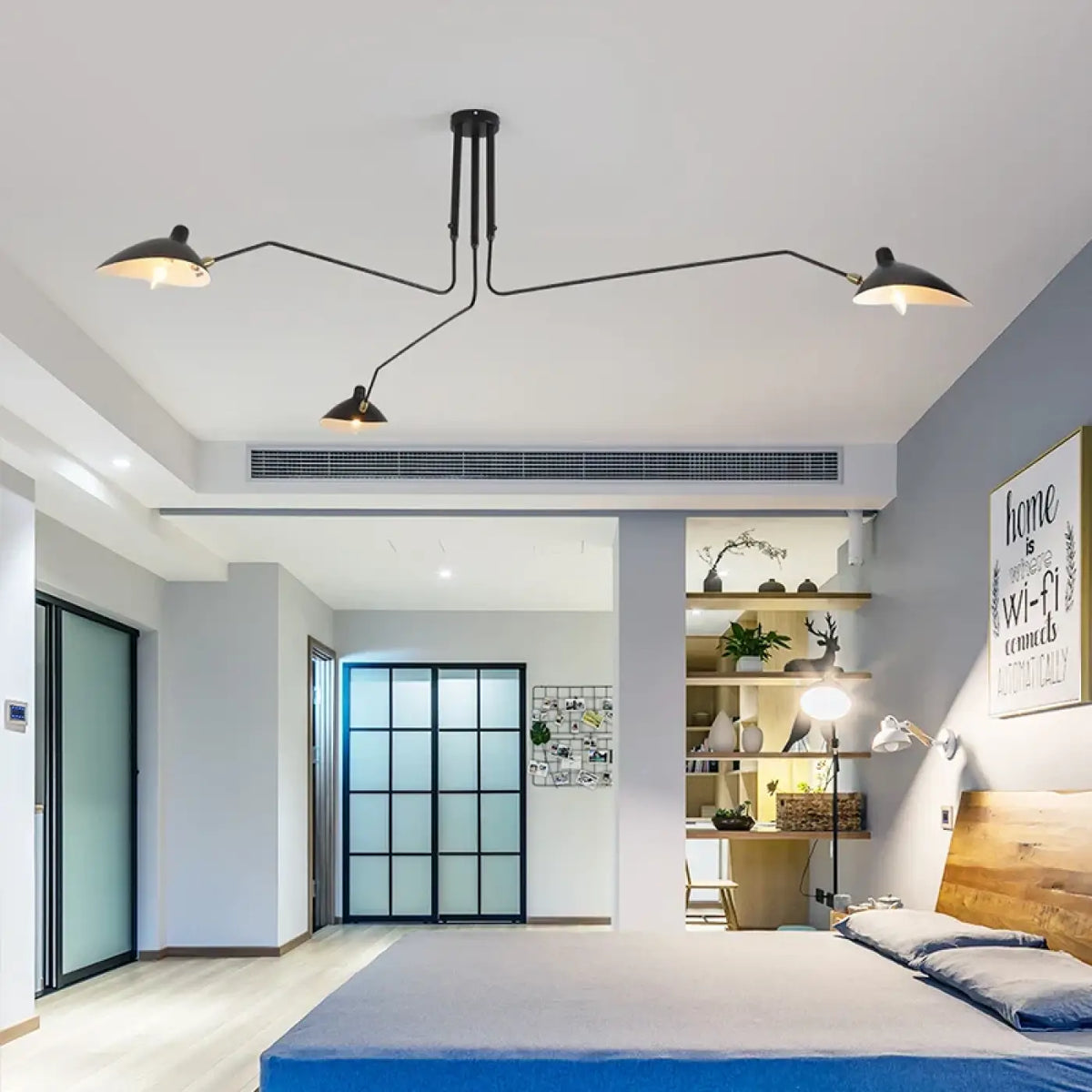 Industrial Black Multi-Arm Pendant Light E14 3 or 6 Heads