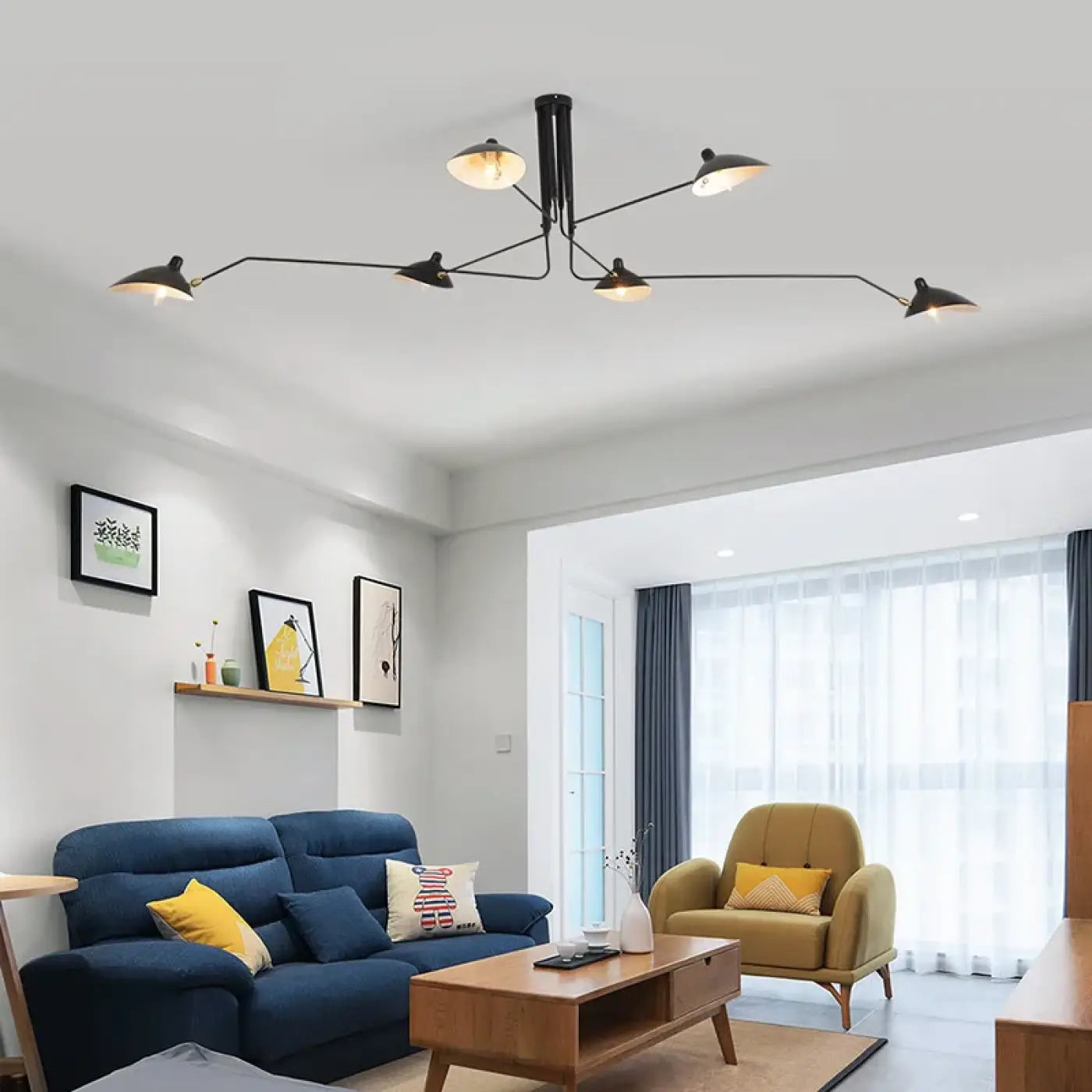 Industrial Black Multi-Arm Pendant Light E14 3 or 6 Heads