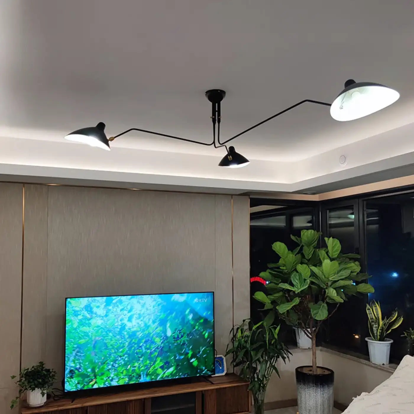 Industrial Black Multi-Arm Pendant Light E14 3 or 6 Heads