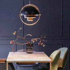 Spherical Metal Pendant Light E27 Black White Gold Silver 28–38cm