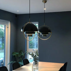 Spherical Metal Pendant Light E27 Black White Gold Silver 28–38cm