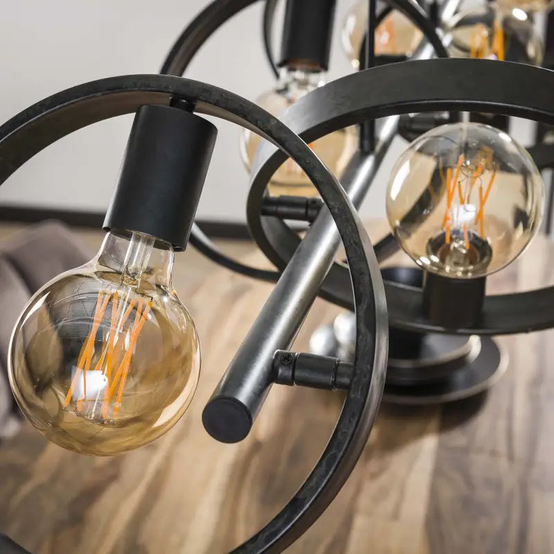 Industrial Triple Pendant Light 6 Rotatable Ring Shades E27 W120cm