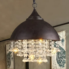 Black Metal Crystal Pendant Light E27 Vintage Industrial
