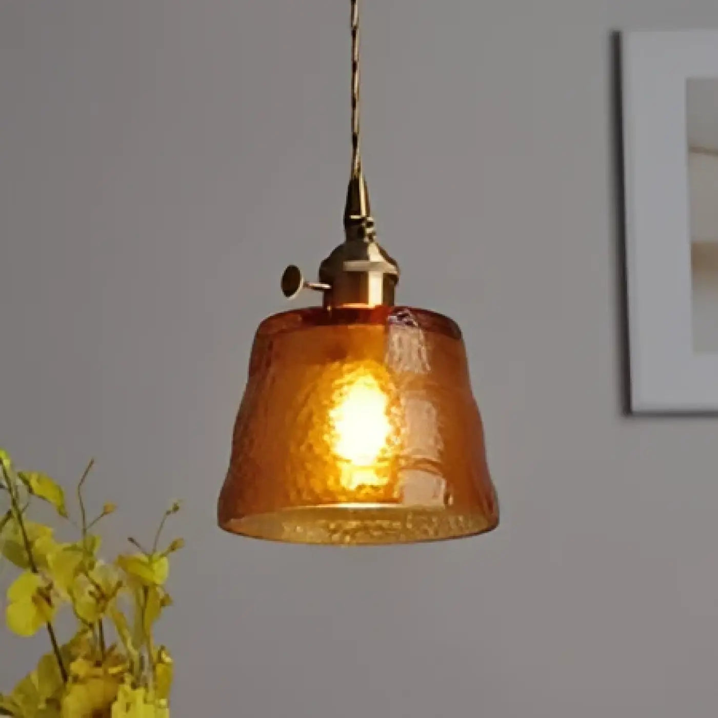 Vintage Textured Glass Pendant Light E27 Green Orange Clear Ø13 cm