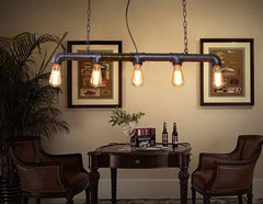Industrial Pipe Pendant Light 5 Bulbs Vintage