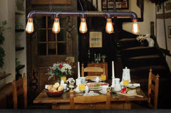 Industrial Pipe Pendant Light 5 Bulbs Vintage