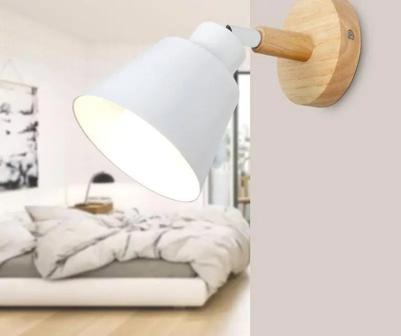 Modern Nordic Wall Light Iron Wood E27